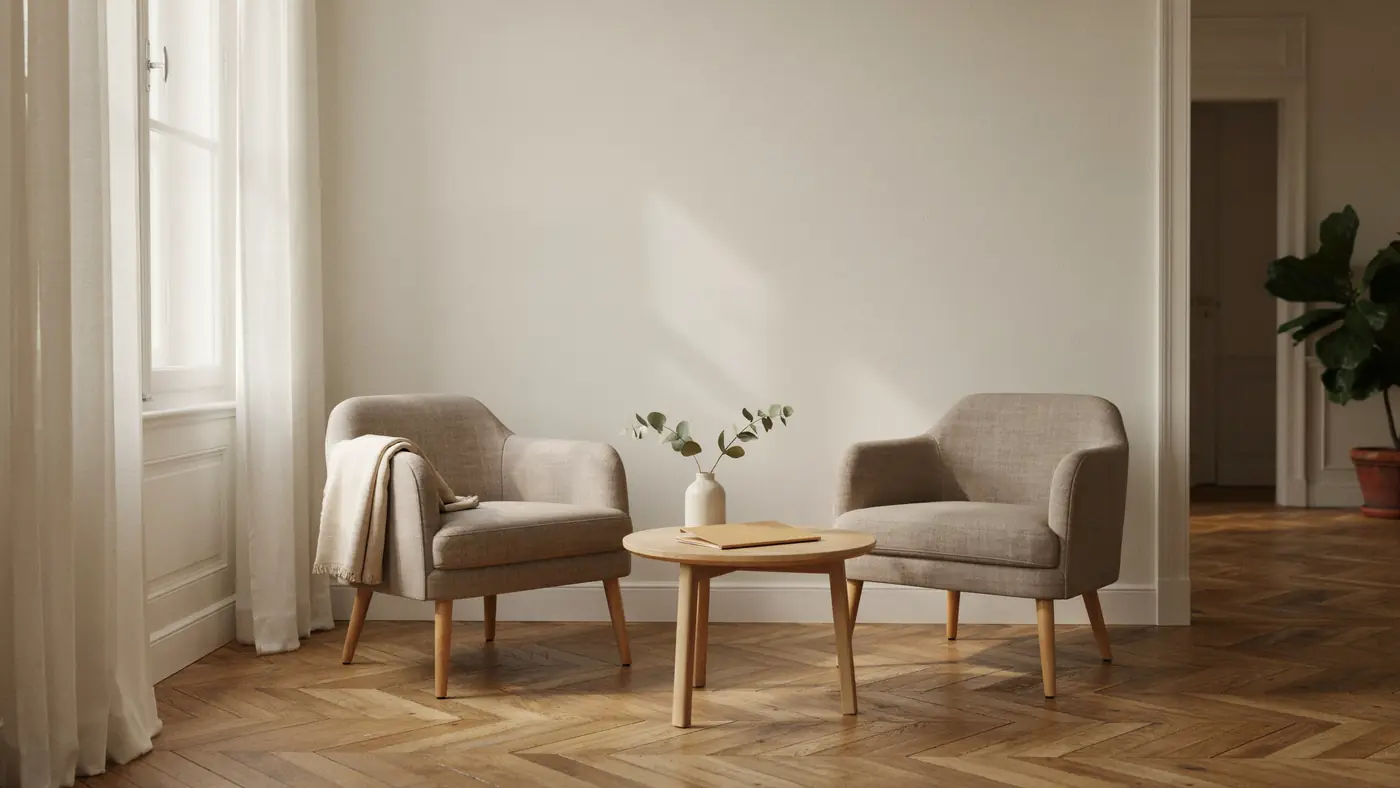 Salle calme avec deux fauteuils, image d aide juridique